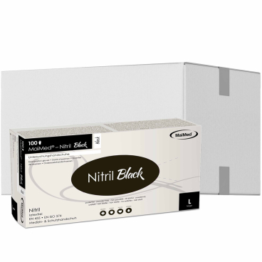 MaiMed® Nitril Black Einmalhandschuhe, Nitril 1 Karton = 10 Packungen = 1000 Stück, Größe L - Bild-Darstellung des Produktes 1