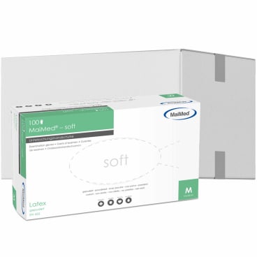 MaiMed® soft Einmalhandschuhe, Latex 1 Karton = 10 Packungen = 1.000 Stück, Größe M - Bild-Darstellung des Produktes 1