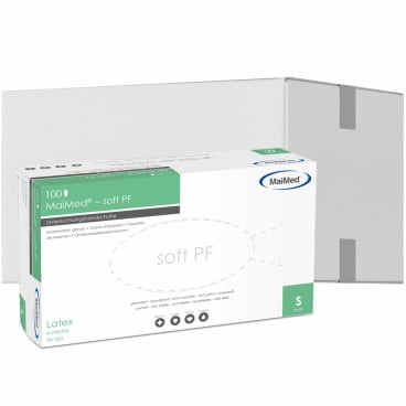 MaiMed® soft PF Einmalhandschuhe, Latex, ungepudert 1 Karton = 10 Packungen = 1.000 Stück, Größe S - Bild-Darstellung des Produktes 1