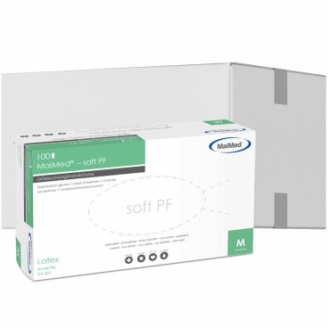 MaiMed® soft PF Einmalhandschuhe, Latex, ungepudert 1 Karton = 10 Packungen = 1.000 Stück, Größe M - Bild-Darstellung des Produktes 1