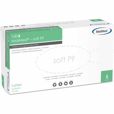 MaiMed® soft PF Einmalhandschuhe, Latex, ungepudert 1 Box = 100 Stück, Größe S - Bild-Darstellung des Produktes 1