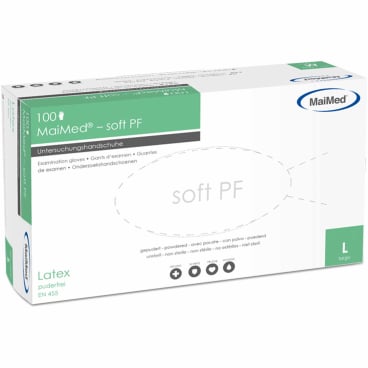 MaiMed® soft PF Einmalhandschuhe, Latex, ungepudert 1 Packung = 100 Stück, Größe L - Bild-Darstellung des Produktes 1