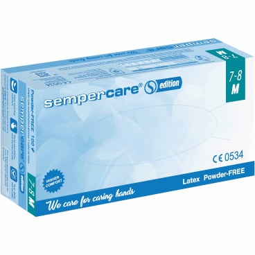 Sempercare® Einmalhandschuhe Edition Latex LOF 1 Packung = 100 Stück, Größe M (7-8) - Bild-Darstellung des Produktes 1