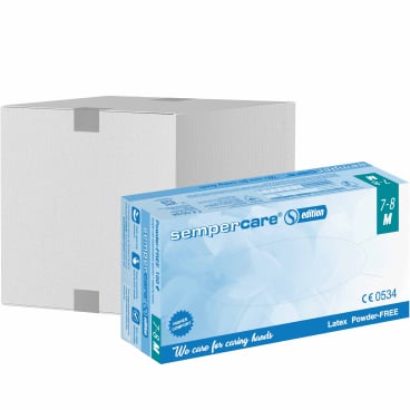Sempercare® Einmalhandschuhe Edition Latex LOF 1 Karton = 10 x 100 = 1000 Stück, Größe M (7-8) - Bild-Darstellung des Produktes 1