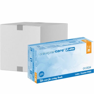 Sempercare® Einmalhandschuhe Edition Latex LOF 1 Karton = 10 x 100 = 1000 Stück, Größe: XS - Bild-Darstellung des Produktes 1