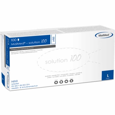 MaiMed® solution 100 white Einmalhandschuhe, Nitril 1 Packung = 100 Stück, Größe L - Bild-Darstellung des Produktes 1