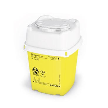 B. Braun Medibox® Kanülensammler erfüllt die TRBA 250 Fassungsvermögen: 2,4 Liter (max. Füllvolumen: 2 Liter) - Bild-Darstellung des Produktes 1