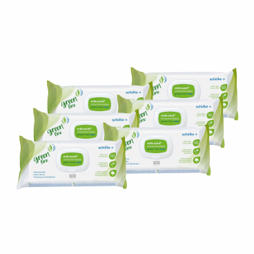 Schülke mikrozid® universal Desinfektionstücher greenline maxi 1 Karton = 6 Softpacks à 90 Tücher, Maße: 23 x 25 cm - Bild-Darstellung des Produktes 1