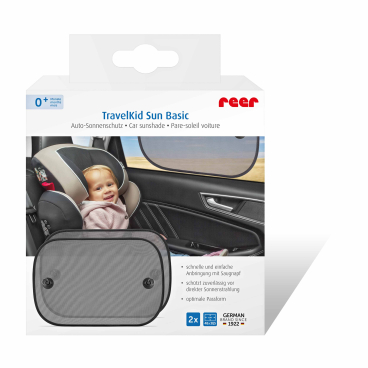 reer TravelKid Basic Auto-Sonnenschutz, schwarz, 48 x 30,5 cm 1 Packung = 2 x Sonnenschutz - Bild-Darstellung des Produktes 1