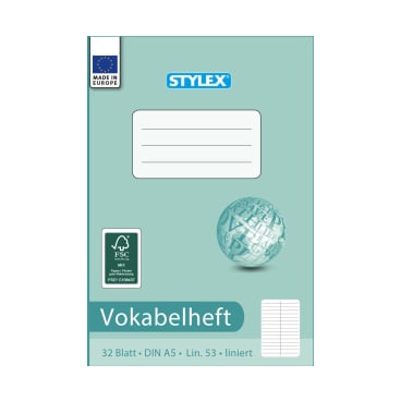 STYLEX® Vokabelheft zum Wortschatzaufbau, A5, liniert  1 Packung = 10 Stück - Bild-Darstellung des Produktes 1