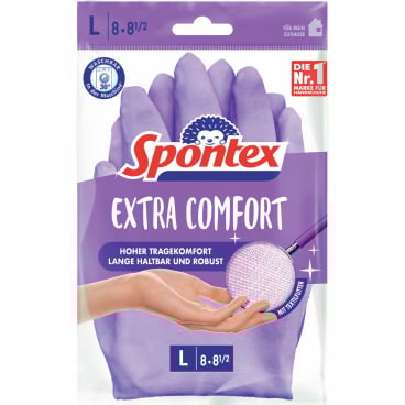 Spontex Haushaltshandschuhe, extra Comfort, Naturlatex 1 Packung = 1 Paar, Größe: 8 - 8,5 (L), Farbe: lila - Bild-Darstellung des Produktes 1