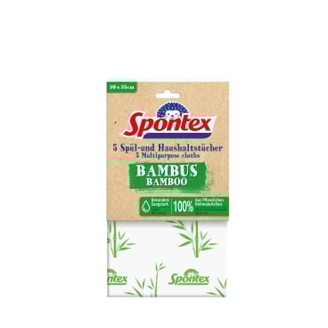 Spontex Spül-/ Haushaltstücher, Bambustücher, 5er-Pack 1 Packung = 5 Tücher, Maße: 35 x 30 cm - Bild-Darstellung des Produktes 1