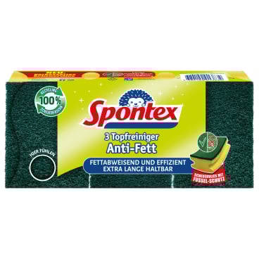 Spontex Topfschwamm, Scheuerschwamm, Anti-Fett-Schutz 1 Packung = 3 Schwämme - Bild-Darstellung des Produktes 1