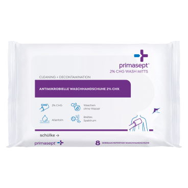Schülke primasept® 2% CHG wash mitts Waschhandschuhe 1 Packung = 8 Handschuhe - Bild-Darstellung des Produktes 1