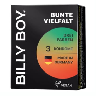 BILLY BOY Bunte Vielfalt Kondome, farbig sortiert, ORIGINAL 52 mm 1 Packung = 3 Stück - Bild-Darstellung des Produktes 1