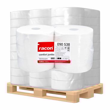 racon® comfort jumbo Toilettenpapier, 2-lagig, weiß, 380 m 1 Palette = 49 Pakete à 6 x 380 Meter - Bild-Darstellung des Produktes 1