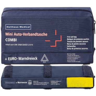 Holthaus Medical Mini 3 in 1 Auto Verbandtasche COMBI, DIN 13 164 Maße: 22 x 15 x 8 cm, Farbe: blau - Bild-Darstellung des Produktes 1