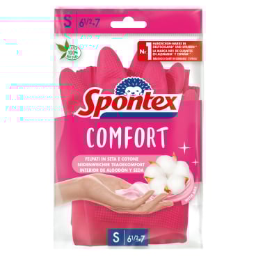 Spontex Comfort Haushaltshandschuh für jeden Tag, seidenweich 1 Paar, Größe: 6,5-7 (S), Farbe: pink - Bild-Darstellung des Produktes 1