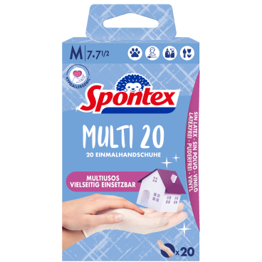 Spontex Multi x20 Einmalhandschuhe 1 Packung = 20 Stück, Größe 7-7,5 (M), Farbe: weiß - Bild-Darstellung des Produktes 1