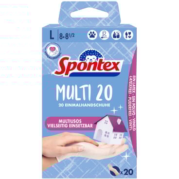 Spontex Multi x20 Einmalhandschuhe 1 Packung = 20 Stück, Größe 8-8,5, Farbe: weiß - Bild-Darstellung des Produktes 1