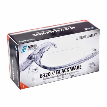 NITRAS BLACK WAVE Nitril Einmalhandschuhe, schwarz 1 Packung = 100 Stück, Größe S - Bild-Darstellung des Produktes 1