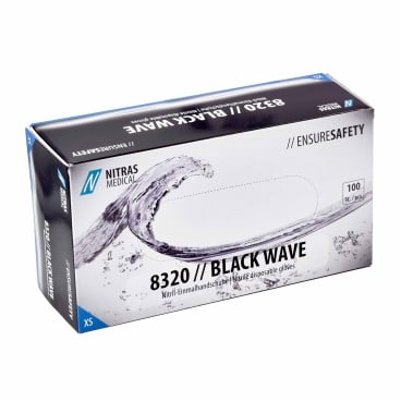 NITRAS BLACK WAVE Nitril Einmalhandschuhe, schwarz 1 Packung = 100 Stück, Größe XS - Bild-Darstellung des Produktes 1