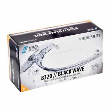 NITRAS BLACK WAVE Nitril Einmalhandschuhe, schwarz 1 Packung = 100 Stück, Größe M - Bild-Darstellung des Produktes 1
