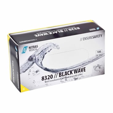 NITRAS BLACK WAVE Nitril Einmalhandschuhe, schwarz 1 Packung = 100 Stück, Größe XL - Bild-Darstellung des Produktes 1