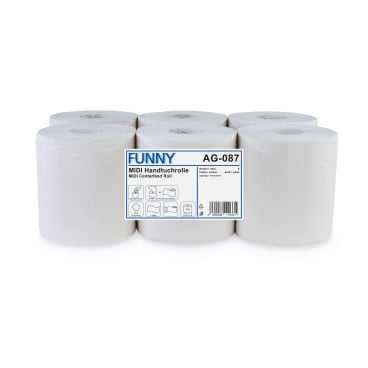 Rollenhandtuchpapier, 1-lagig, weißlich 1 Paket = 6 Rollen à ca. 320 Meter - Bild-Darstellung des Produktes 1
