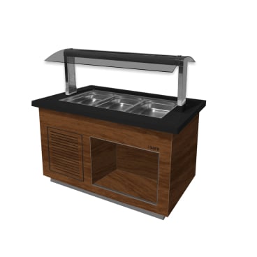 SARO Salatbar für 1/1 GN PREMIUM LINE SB-K, Walnuss 3 x 1/1 GN - Maße (L x B x H): 880 x 1300 x 1350 mm - Bild-Darstellung des Produktes 1