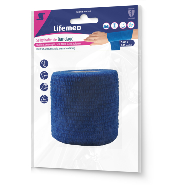 Lifemed® Selbsthaftende Bandage, farbig sortiert Maße: 4 m (gedehnt) x 5 cm - Bild-Darstellung des Produktes 1