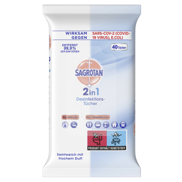 SAGROTAN 2in1 Desinfektionstücher 1 Packung = 40 Stück - Bild-Darstellung des Produktes 1