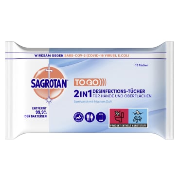 SAGROTAN 2in1 Desinfektionstücher 1 Packung = 15 Tücher - Bild-Darstellung des Produktes 1