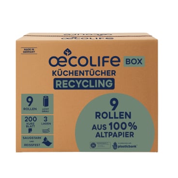 Fripa oceolife Küchenrolle, Reycling, 3-lagig, lichtgrau 1 Karton = 9 Rollen à 200 Blatt - Bild-Darstellung des Produktes 1