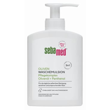 sebamed® OLIVEN WASCHEMULSION, Flüssig 200 ml - Dispenserflasche - Bild-Darstellung des Produktes 1