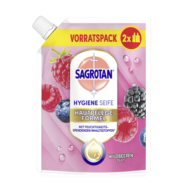 Sagrotan Hygieneseife, mit hautpflegender Formel, Nachfüllbeutel 500 ml - Nachfüllbeutel, Brombeere & Waldfürchte - Bild-Darstellung des Produktes 1