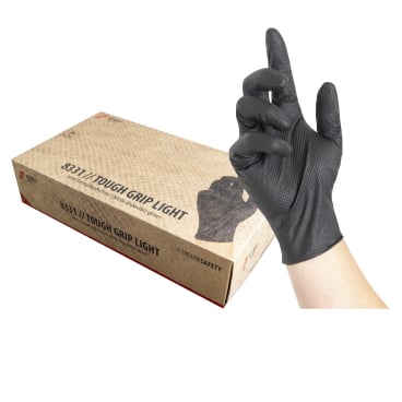 NITRAS TOUGH GRIP LIGHT Nitrilhandschuhe, puderfrei, schwarz 1 Karton = 10 Packungen à 50 Stück, Größe XL - Bild-Darstellung des Produktes 1