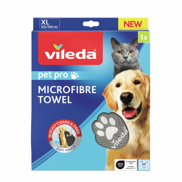 Vileda Pet Pro Microfibre Towel Mikrofasertuch 1 Packung = 1 Tuch, 65 x 100 cm, Größe: XL - Bild-Darstellung des Produktes 1