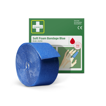 Cederroth Fingerverband Soft Foam, selbstklebend, 6 cm x 4,5 m 1 Packung = 1 Rolle, Farbe: Blau - Bild-Darstellung des Produktes 1