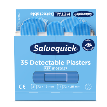 Cederroth Salvequick Blue Detectable Pflastermix 1 Box = 6 x 35 Stück (einzeln verpackt) - Bild-Darstellung des Produktes 1