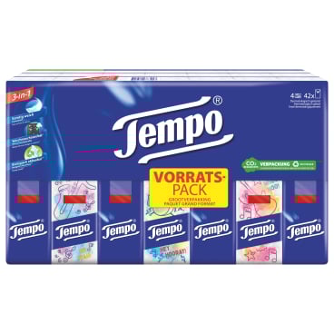 Tempo Taschentücher, samtig weich, 3 in 1 1 Packung = 42 x 10 Tücher = 420 Tücher - Bild-Darstellung des Produktes 1