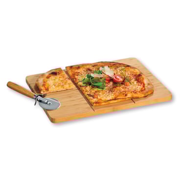 Kesper Pizza Set, Pizzateller und Pizzaschneider, Bambus, eckig 1 Set = 1 Pizzateller, 1 Pizzaschneider - Bild-Darstellung des Produktes 1