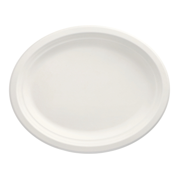 Papstar Pure Einwegteller, Zuckerrohr, oval 32 x 25,5 cm 1 Packung = 50 Stück - Bild-Darstellung des Produktes 1