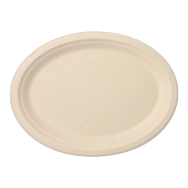 Papstar Pure Einwegteller, Zuckerrohr, oval 26 x 20 cm 1 Packung = 50 Stück - Bild-Darstellung des Produktes 1