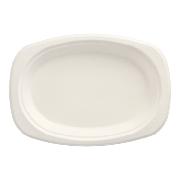 Papstar Pure Teller, Zuckerrohr, oval 23 x 16 cm 1 Packung = 50 Stück, Farbe: weiß - Bild-Darstellung des Produktes 1