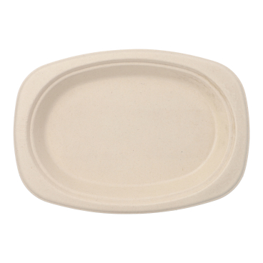 Papstar Pure Teller, Zuckerrohr, oval 23 x 16 cm 1 Packung = 50 Stück, Farbe: natur - Bild-Darstellung des Produktes 1