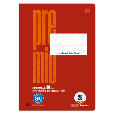 Staufen Schulheft Green, A4, 16 Blatt, kariert 1 Packung = 10 Hefte, angedeuteter Doppelrand - Bild-Darstellung des Produktes 1