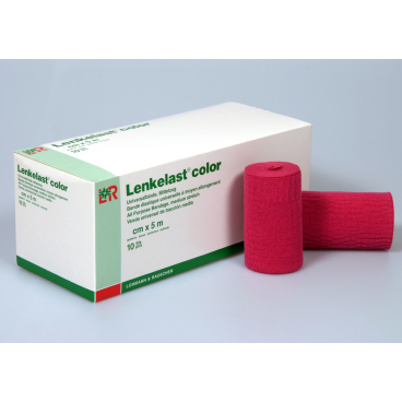 Lenkelast® color Universalbinde, rot 1 Packung = 10 Stück, Maße: 8 cm x 5 m - Bild-Darstellung des Produktes 1