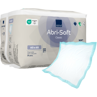 ABENA® Einweg-Unterlage, Flocken Classic, 60 x 60 cm, blau 1 Karton = 4 Packungen à 25 Stück - Bild-Darstellung des Produktes 1