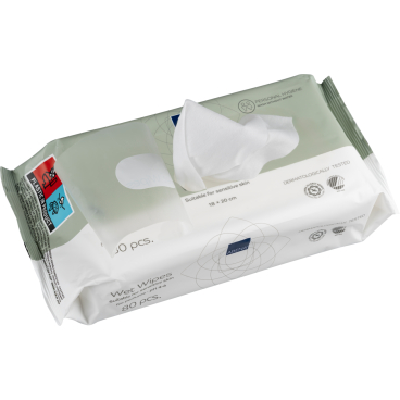 ABENA® Feuchtpflegetücher, Waschen ohne Wasser, 20 x 18 cm 1 Packung = 80 Stück, weiß - Bild-Darstellung des Produktes 1